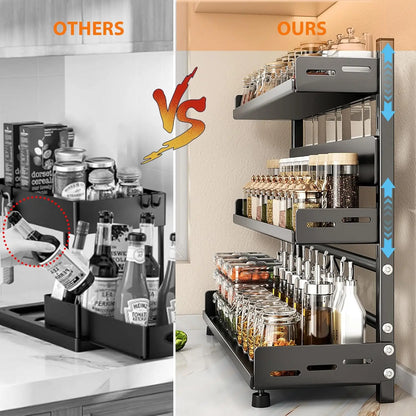 3-laags Verstelbaar Kruidenrek – Zwart Metalen Organizer