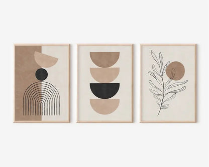Set van 3 Neutrale Geometrische Wandkunst Prints