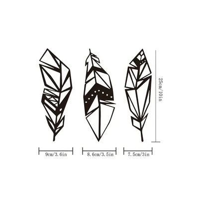 3-delige Metalen Wanddecoratie met Veren