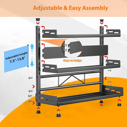 3-laags Verstelbaar Kruidenrek – Zwart Metalen Organizer