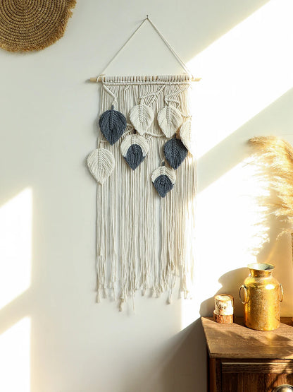 Meerkleurige Macramé Wandhanger met Houten Kralen