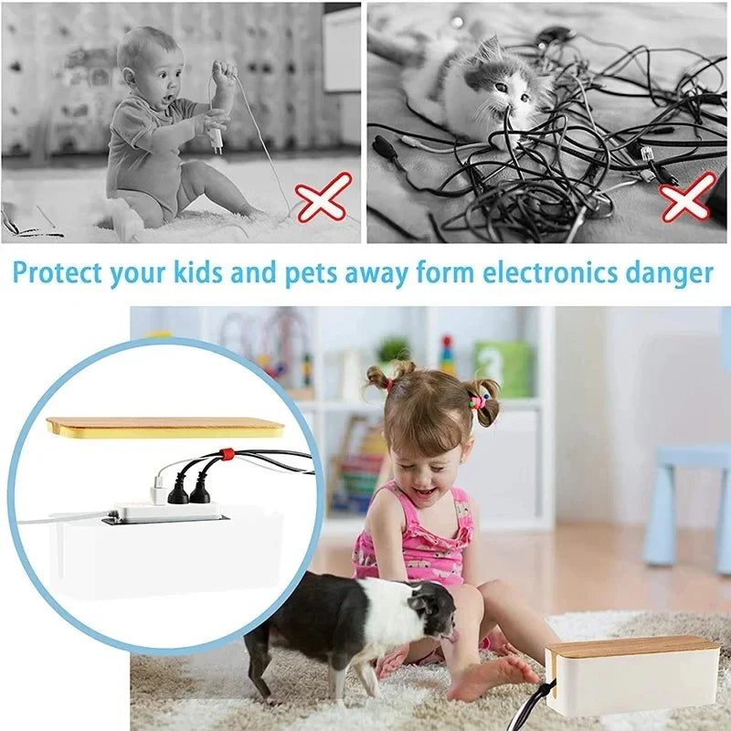 Houten Kabelopbergbox met Stofwerende Deksel